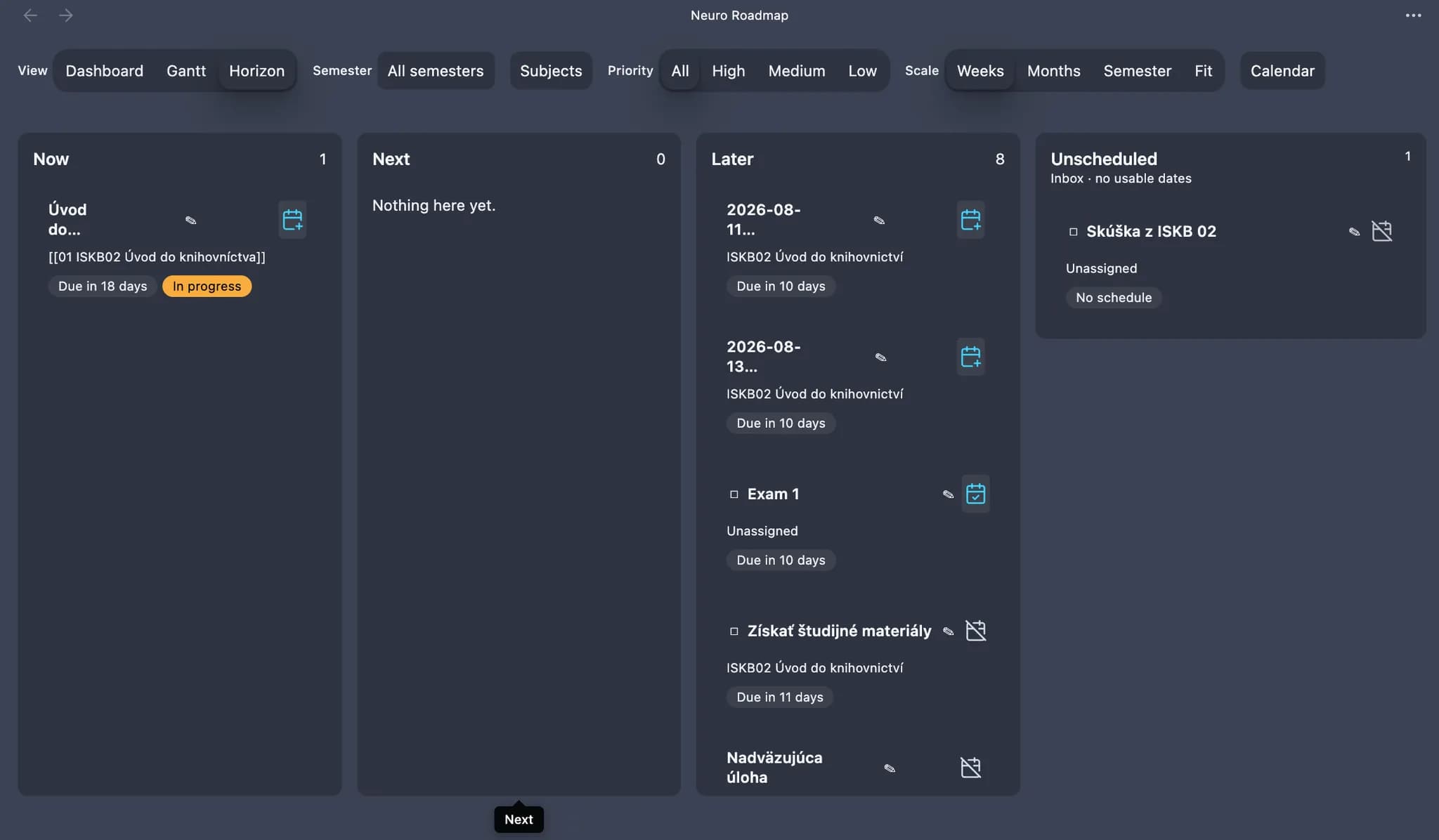 Neuro Roadmap screenshot