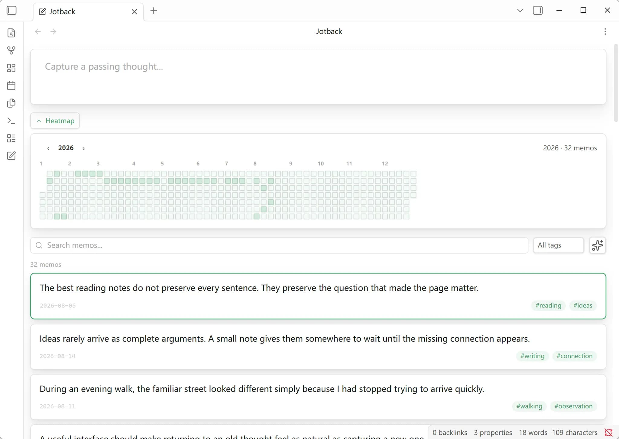 Jotback screenshot