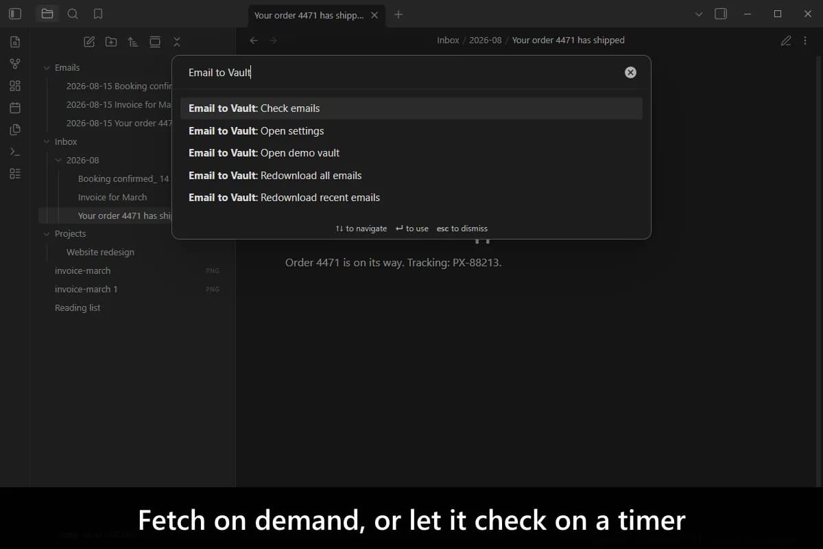 Email to Vault screenshot