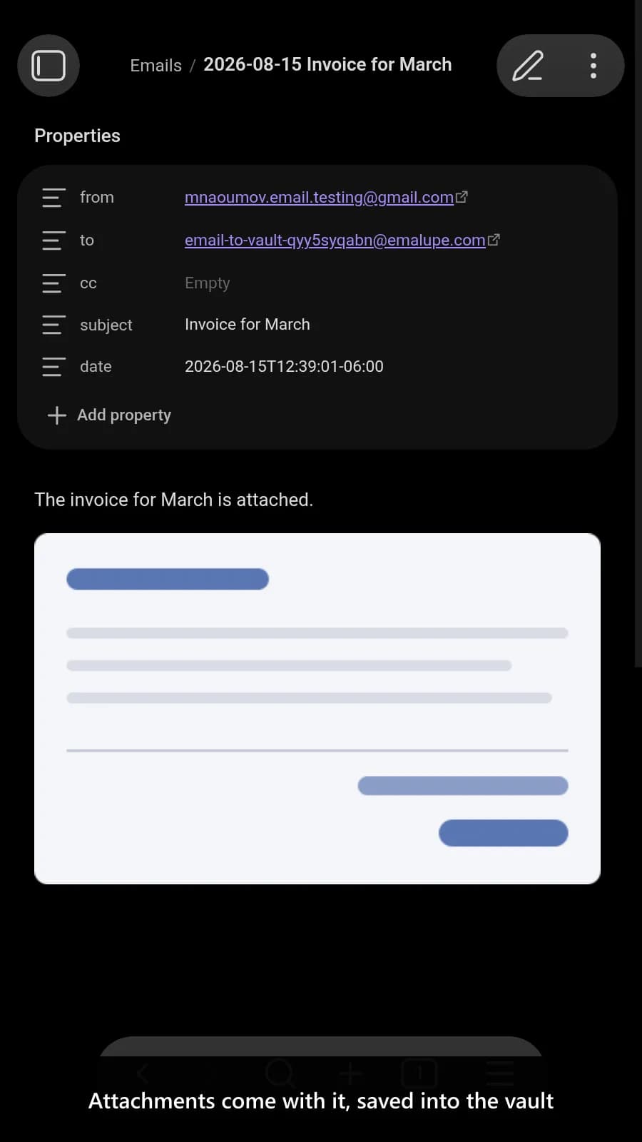 Email to Vault screenshot