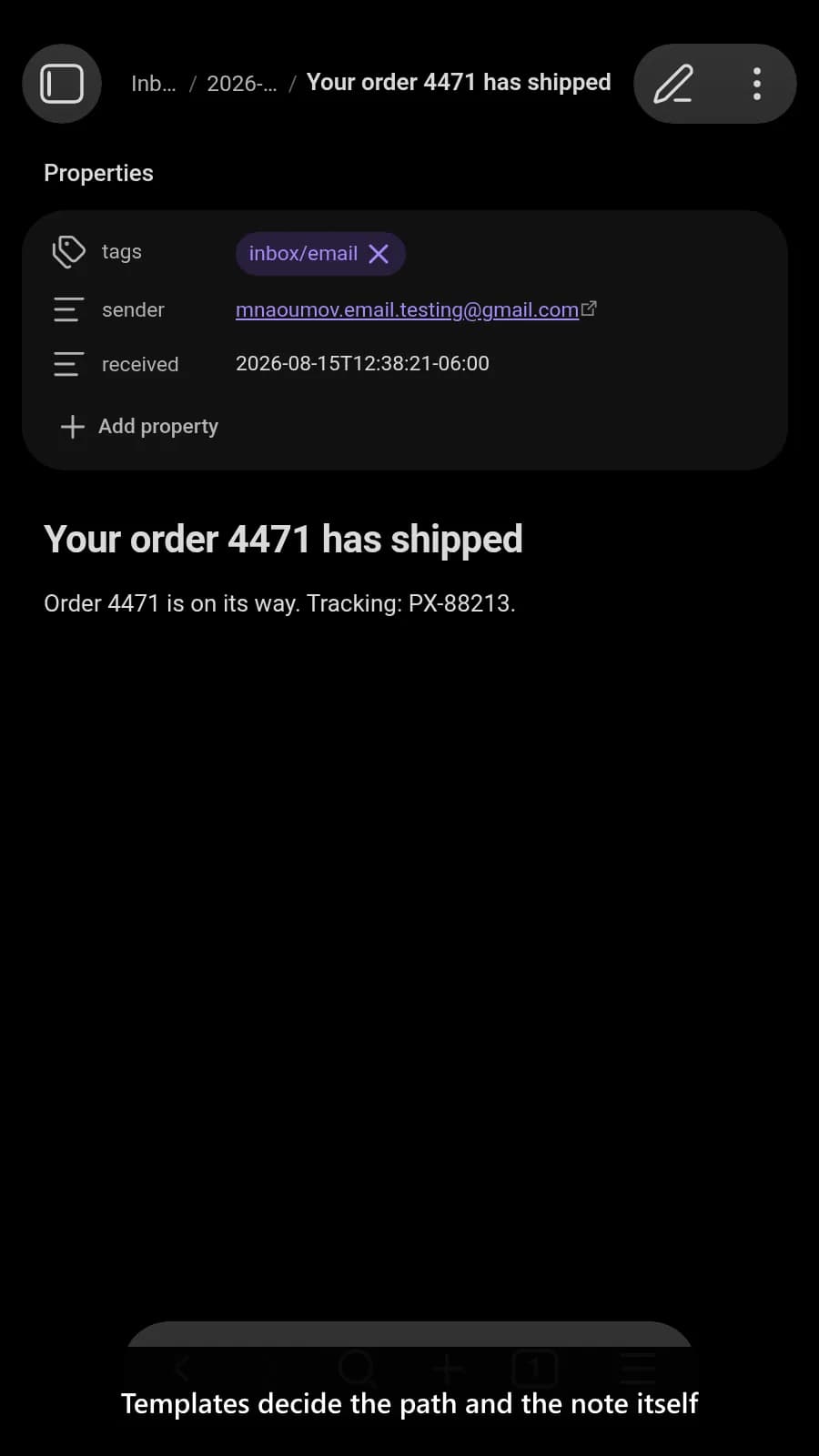 Email to Vault screenshot