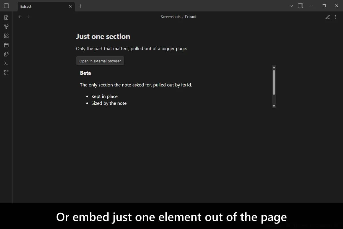 Embed HTML screenshot
