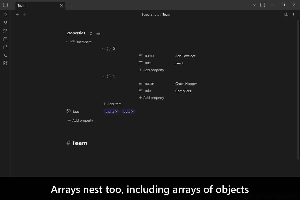 Nested Properties screenshot