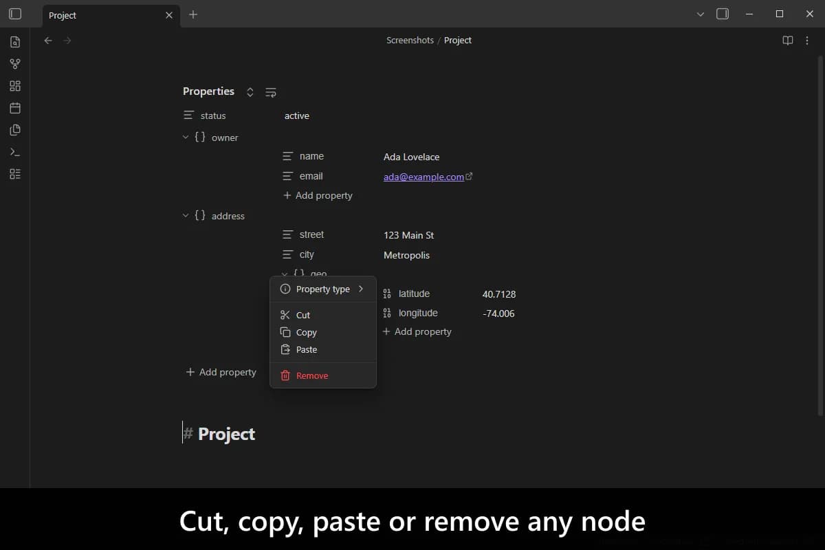 Nested Properties screenshot