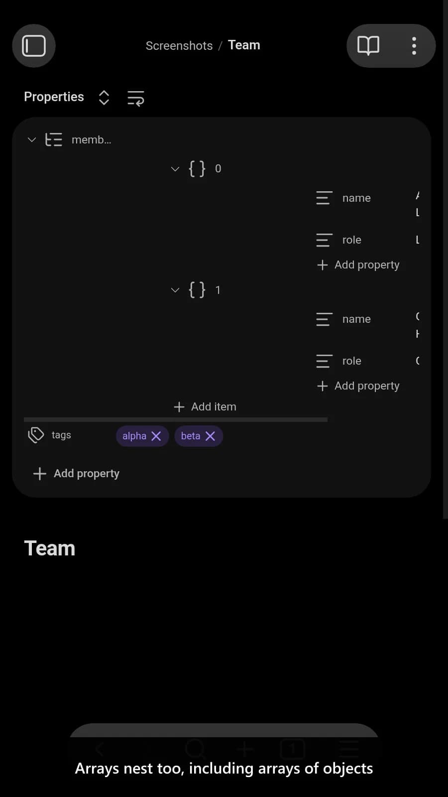 Nested Properties screenshot