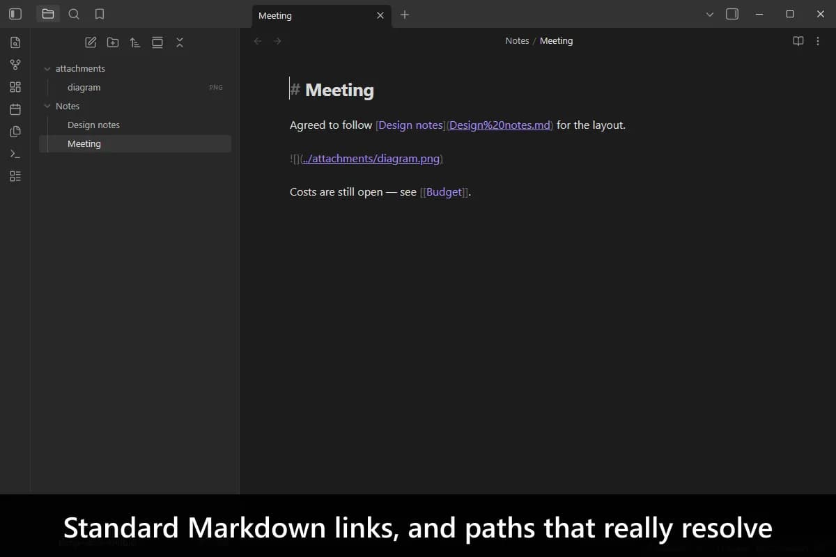 Consistent Attachments and Links screenshot