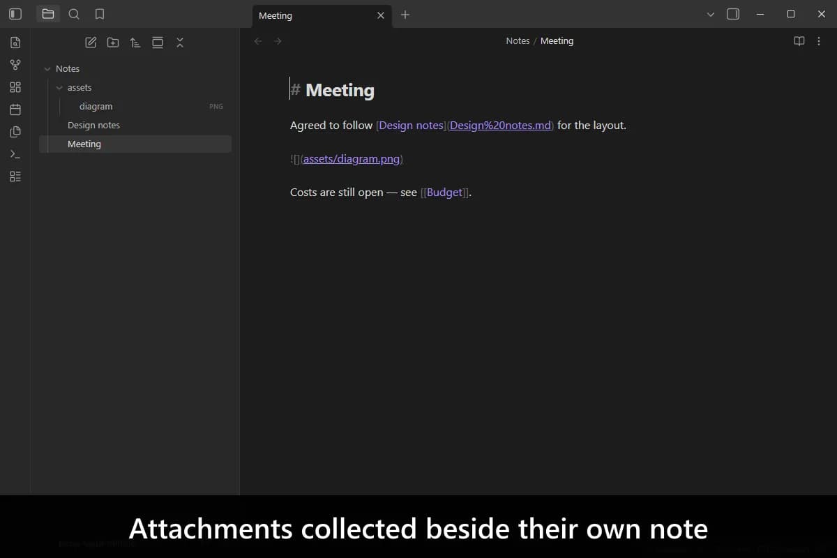 Consistent Attachments and Links screenshot