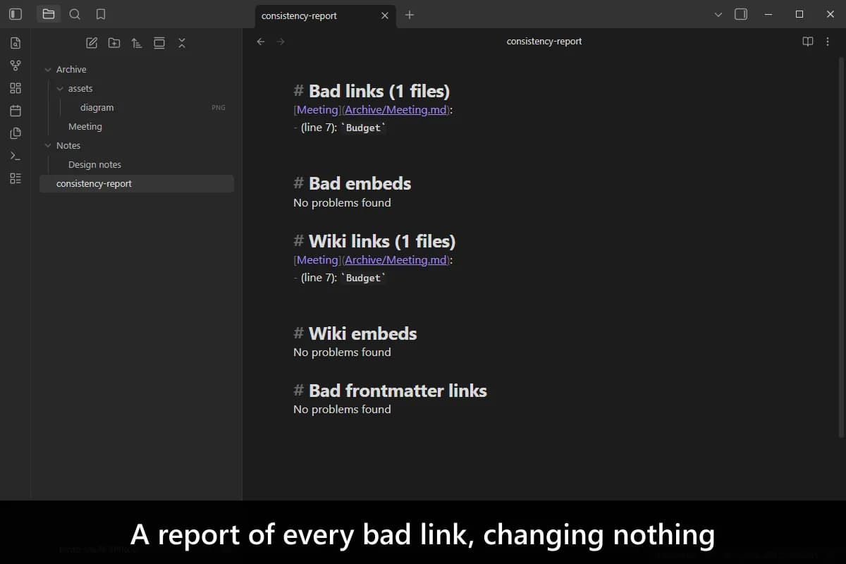 Consistent Attachments and Links screenshot