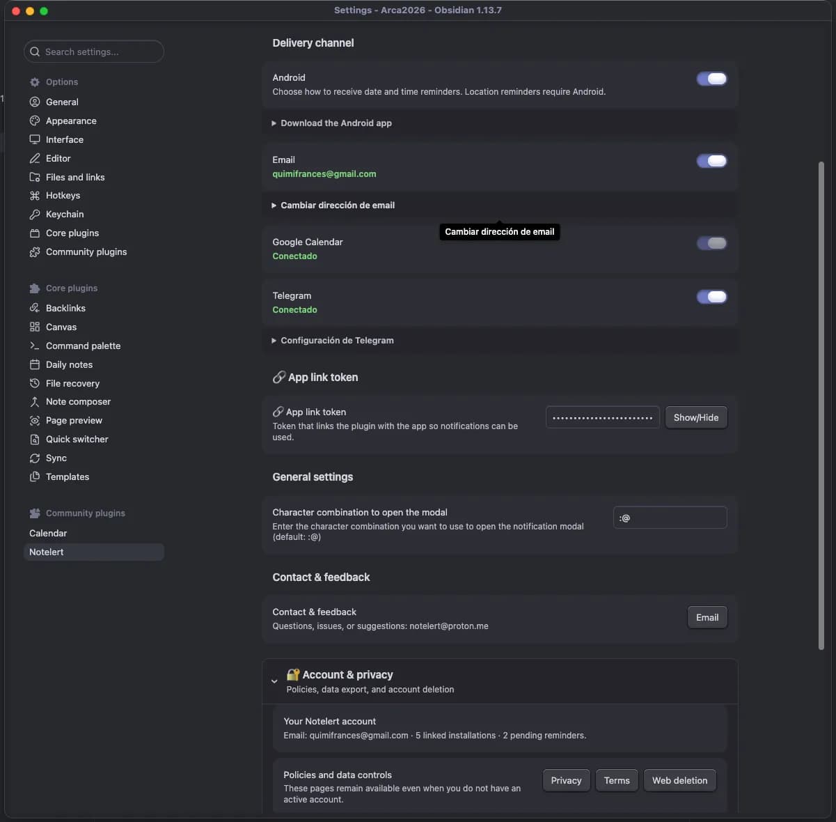 Notelert screenshot