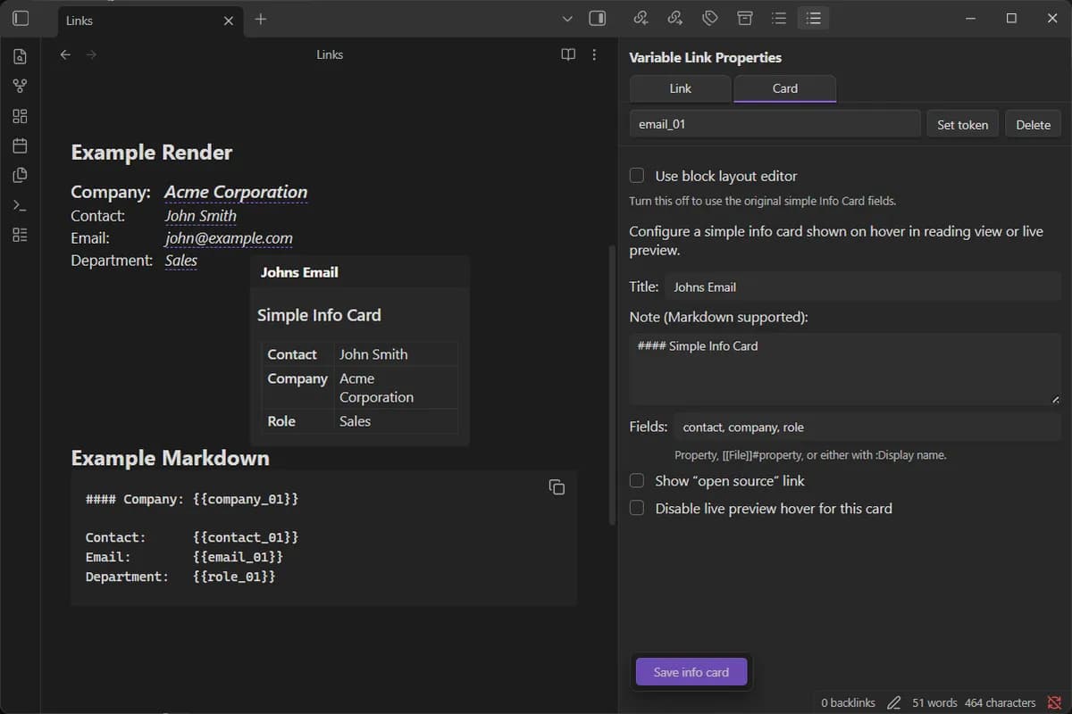 Variable Links screenshot