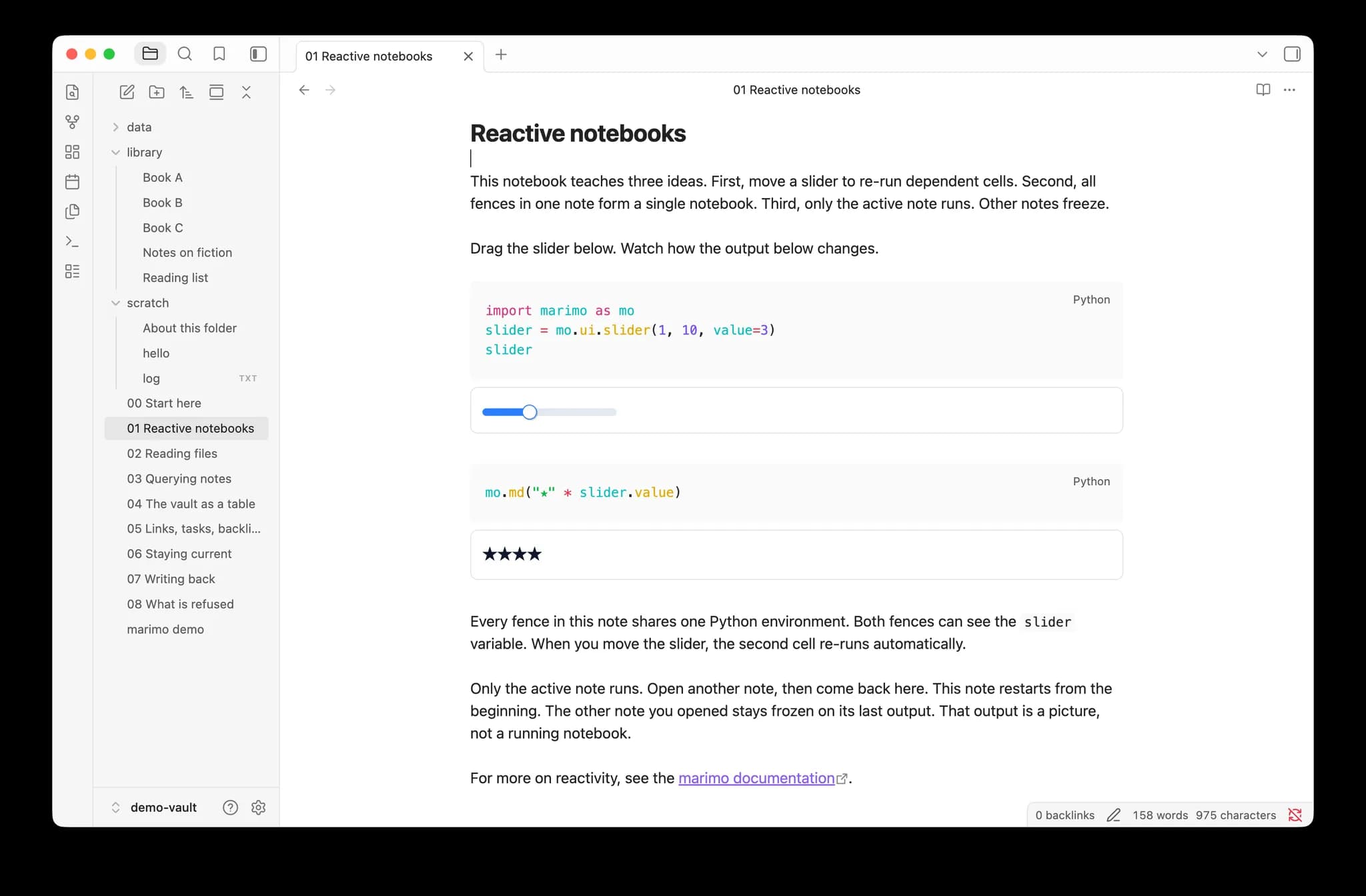 marimo notes screenshot
