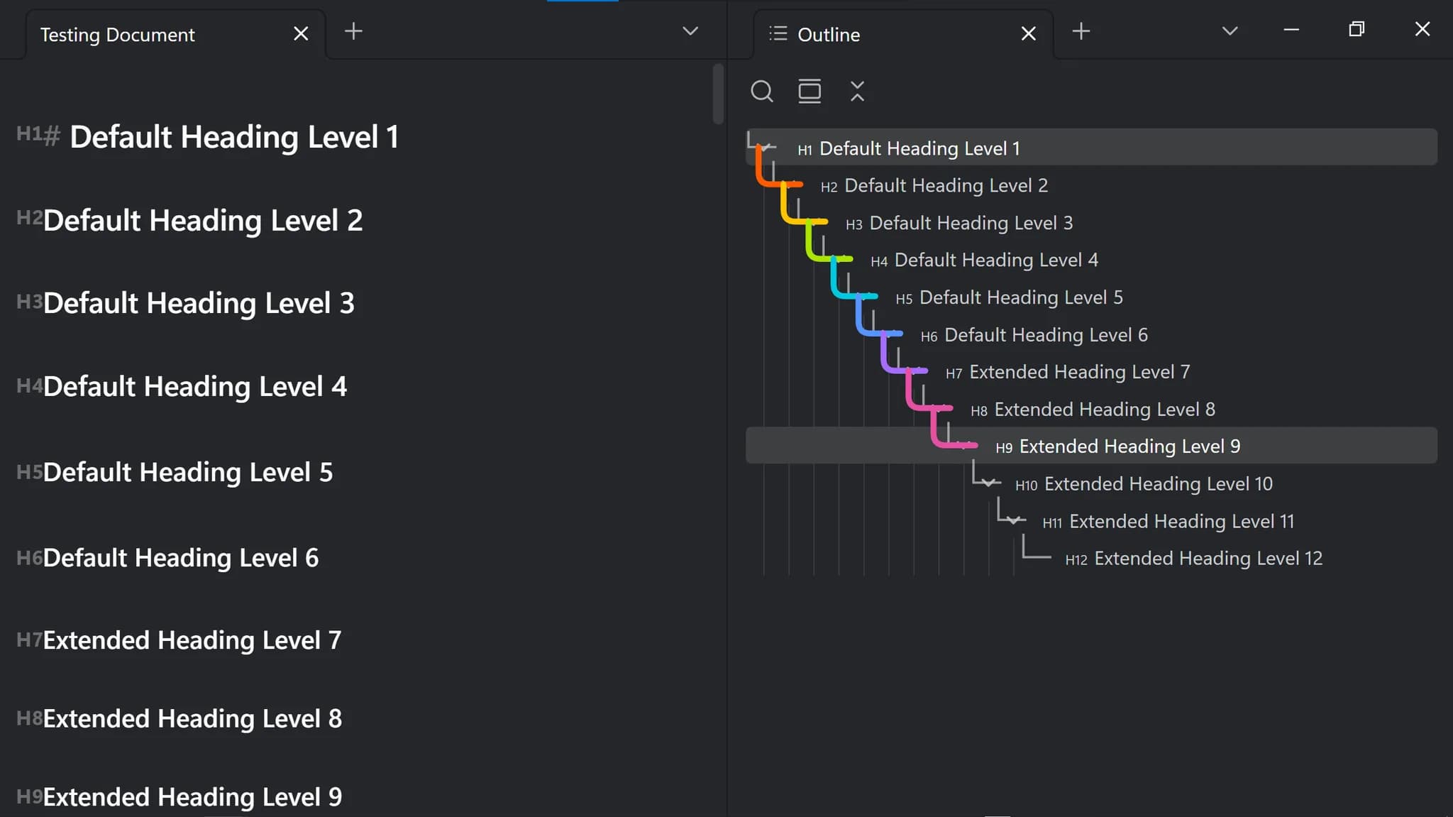 Extended Headings screenshot