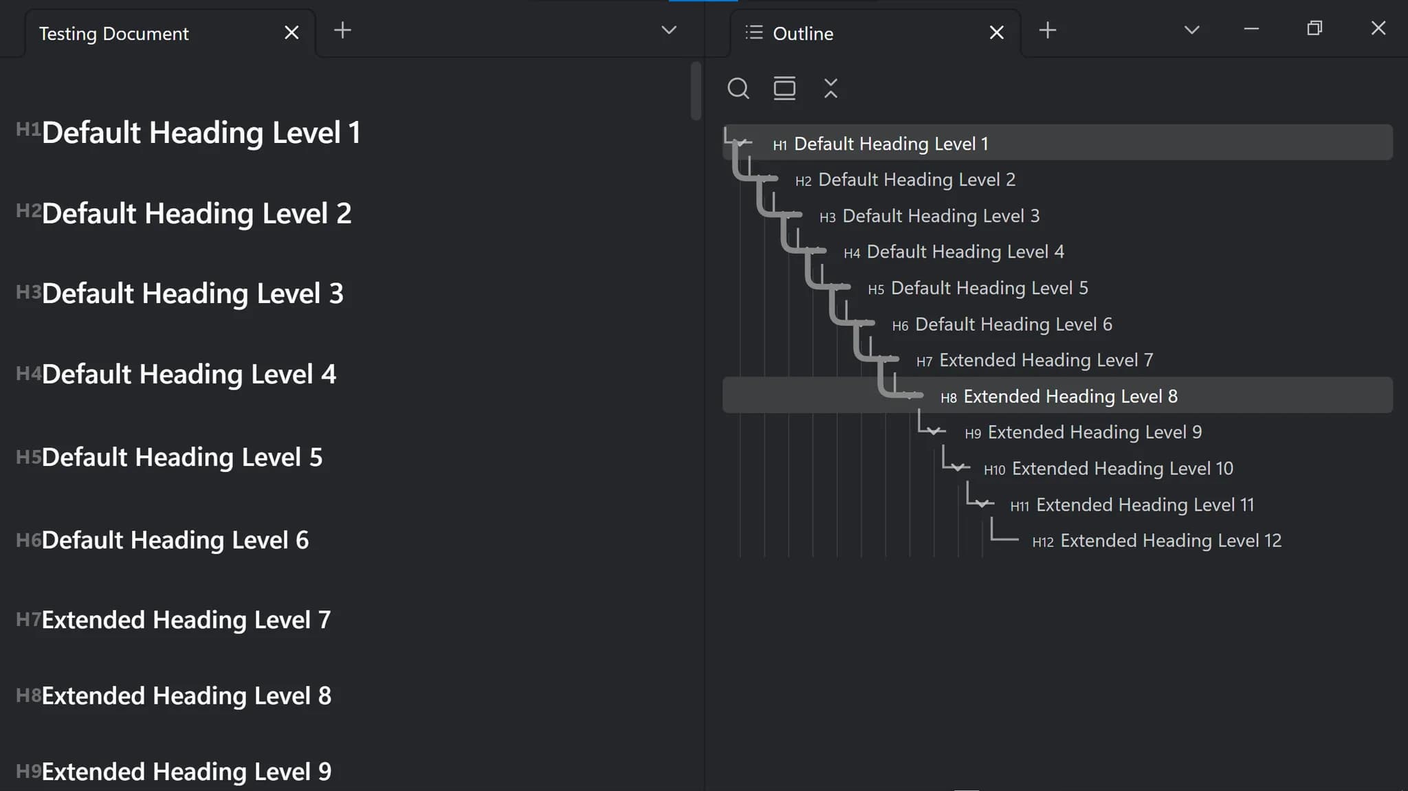 Extended Headings screenshot