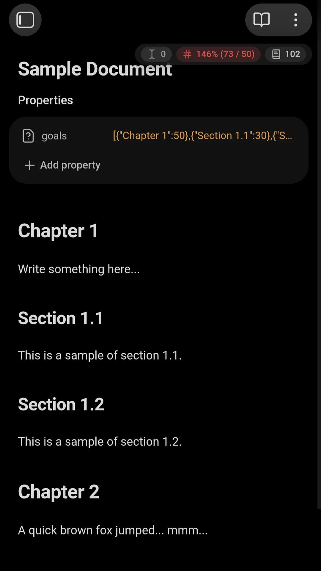 Section Goals Badge screenshot