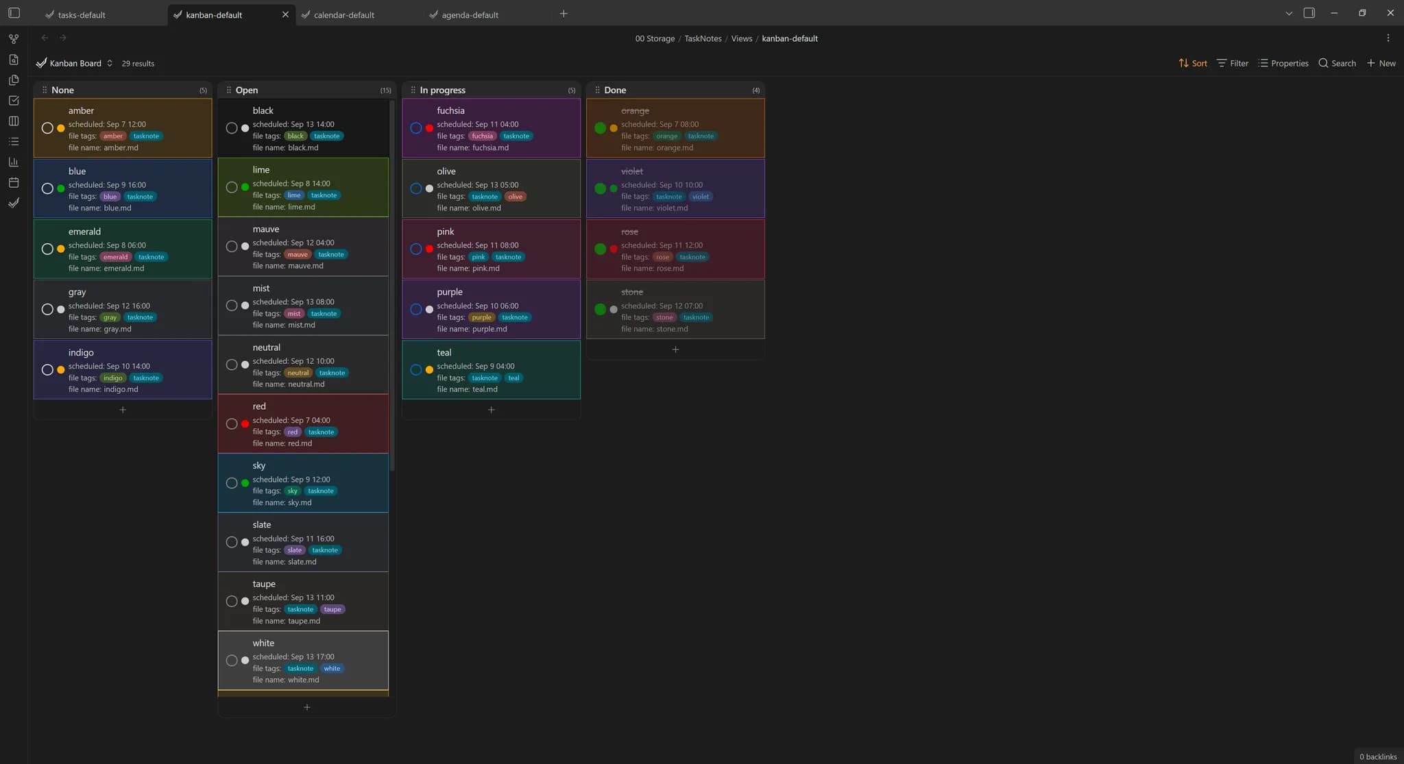 TaskNotes Task Colors screenshot