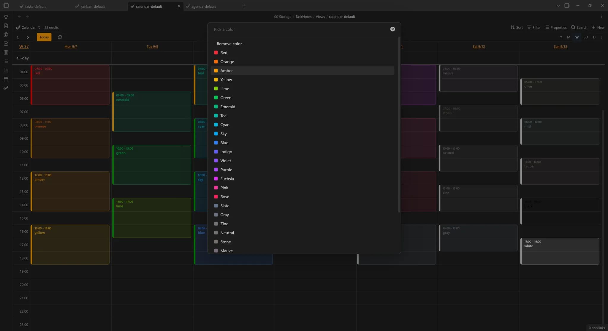 TaskNotes Task Colors screenshot