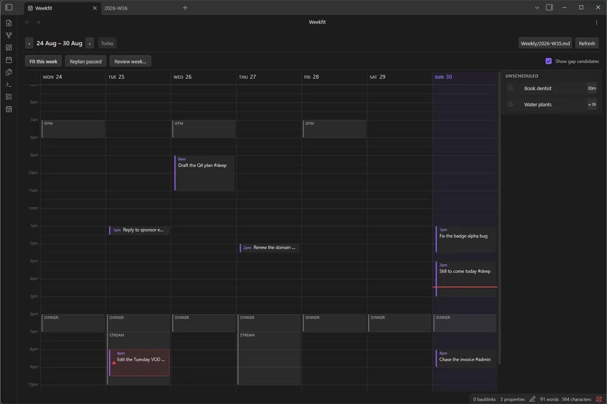 Weekfit screenshot