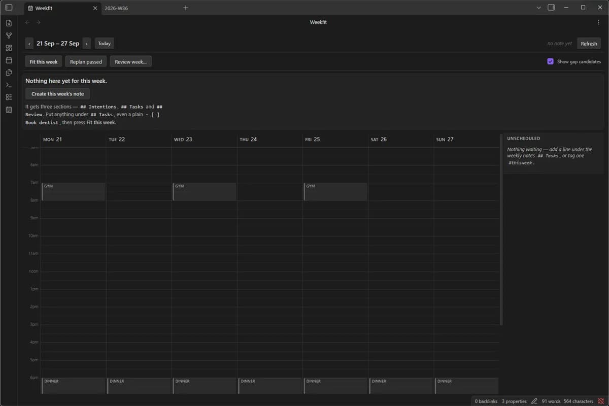 Weekfit screenshot