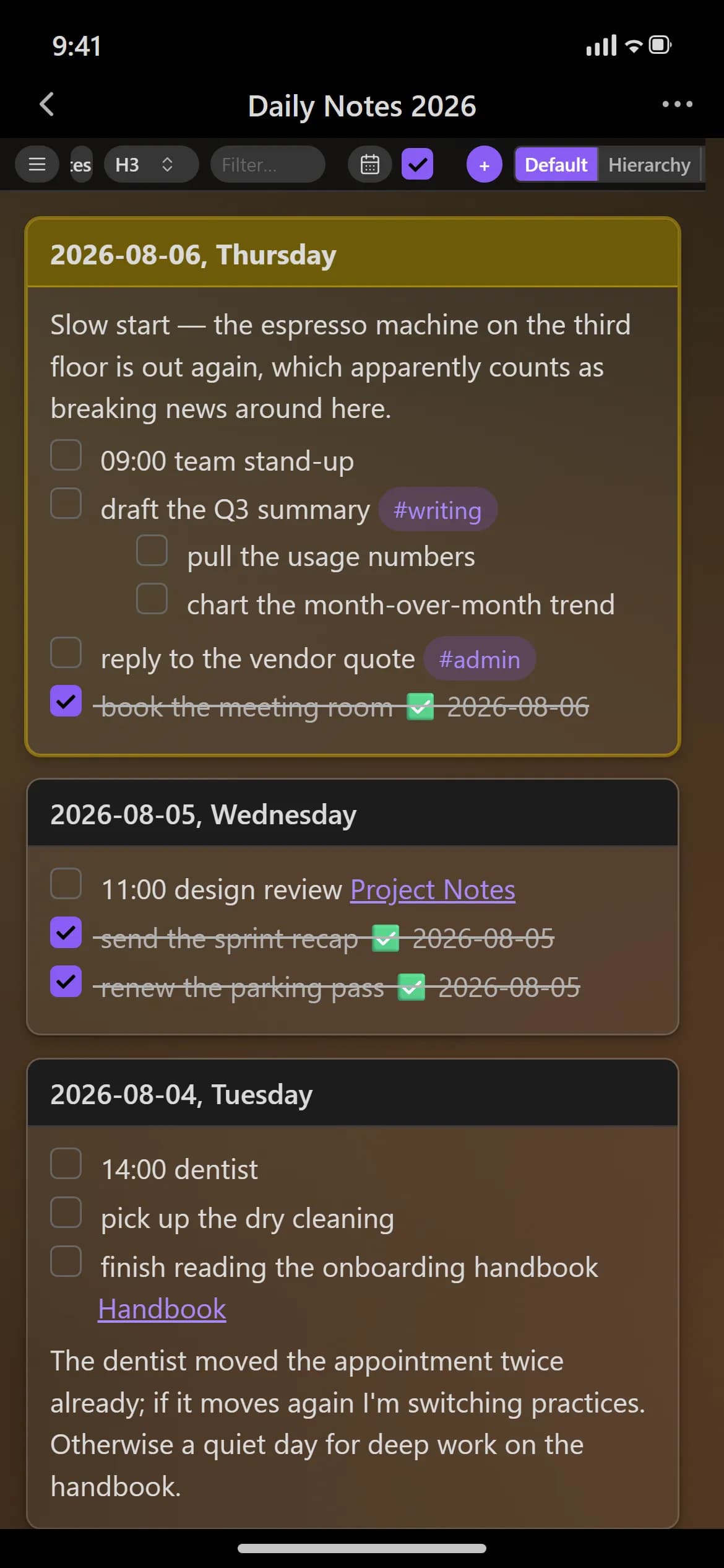 Single File Section Cards screenshot