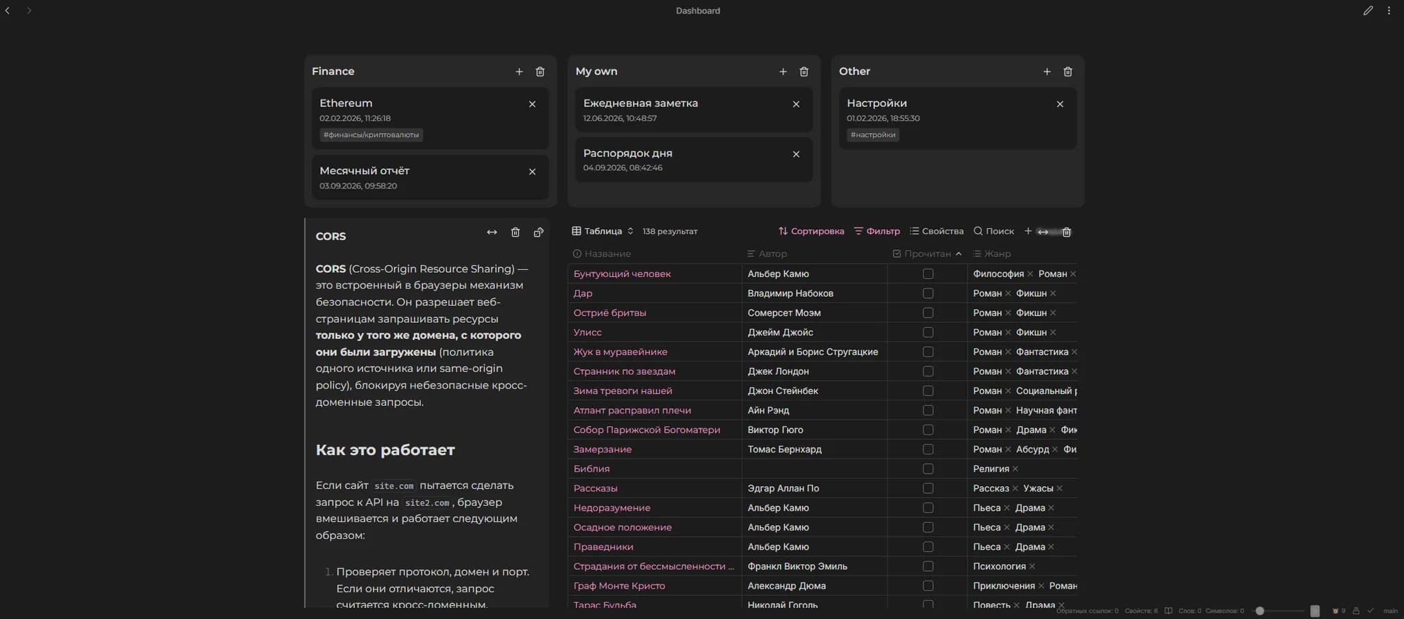 Notes Dashboard screenshot
