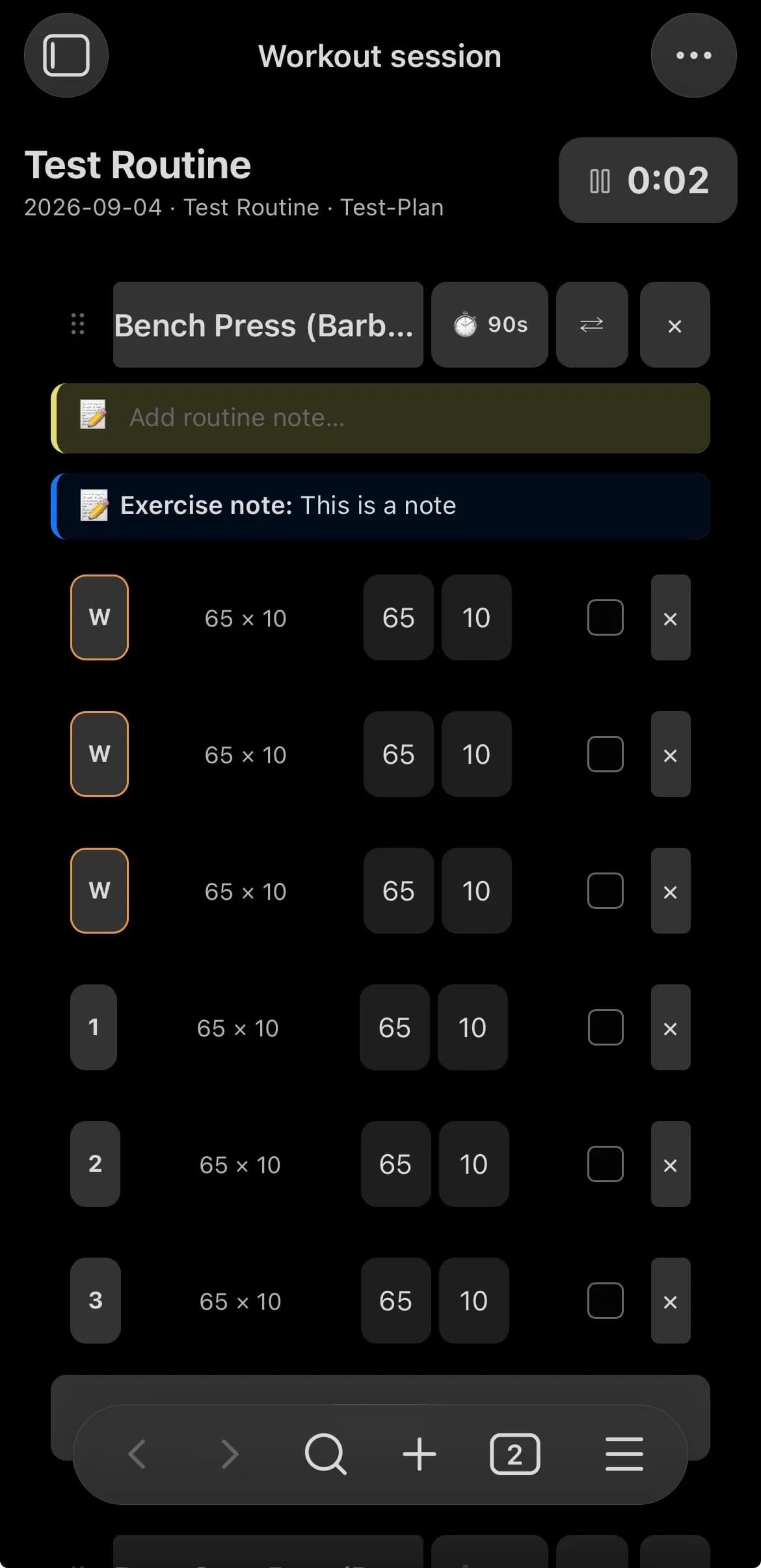 Workout Journal screenshot