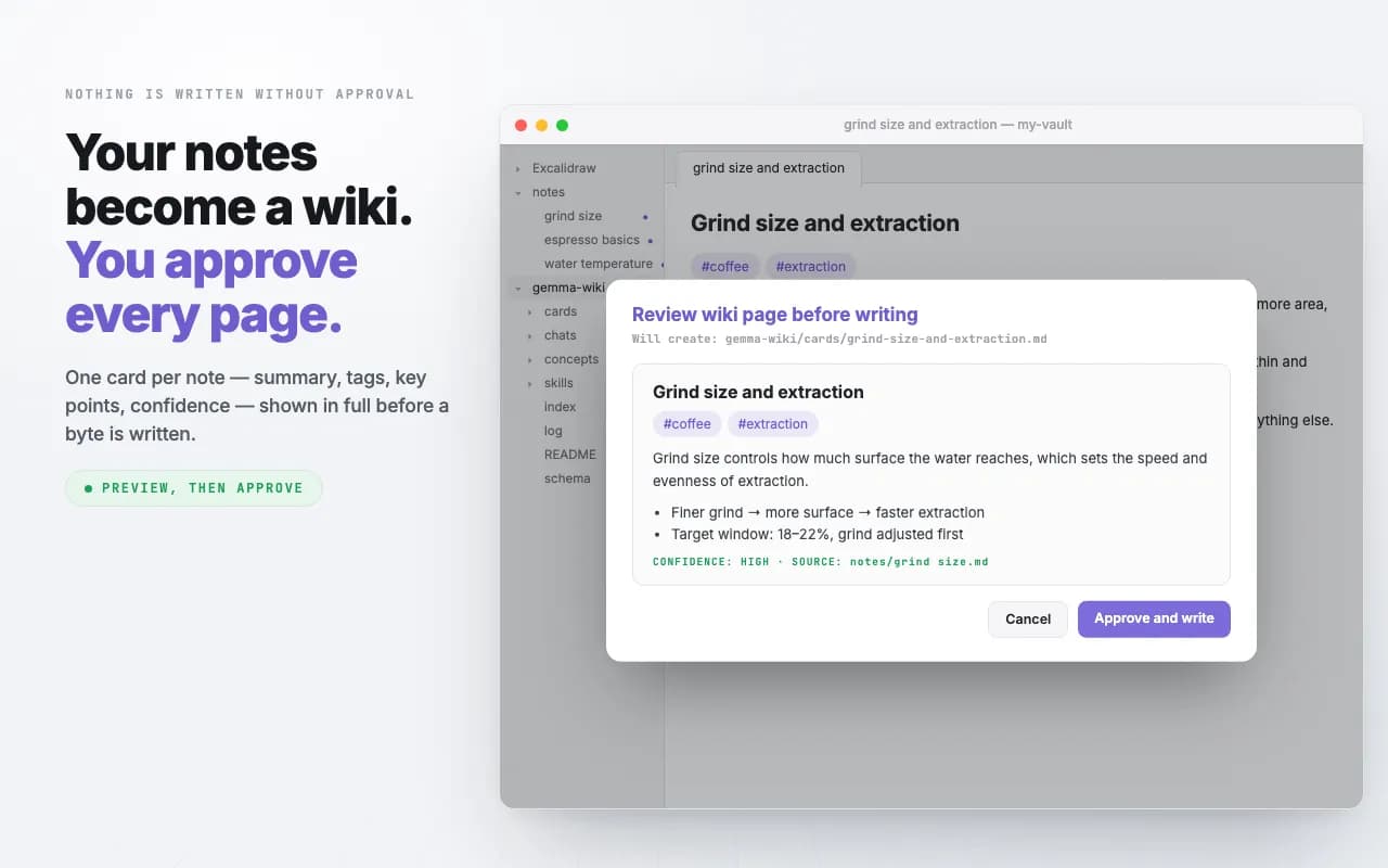 Gemma 4 E4B LLM Wiki screenshot