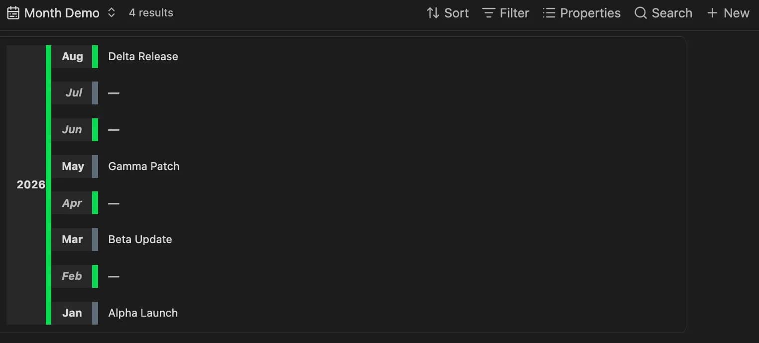Release Timeline Base View screenshot