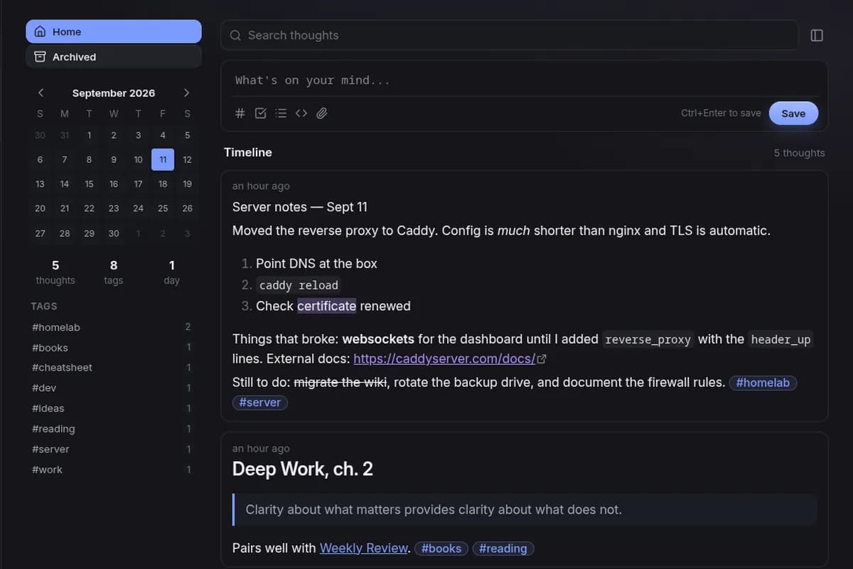 Thoughtbin screenshot