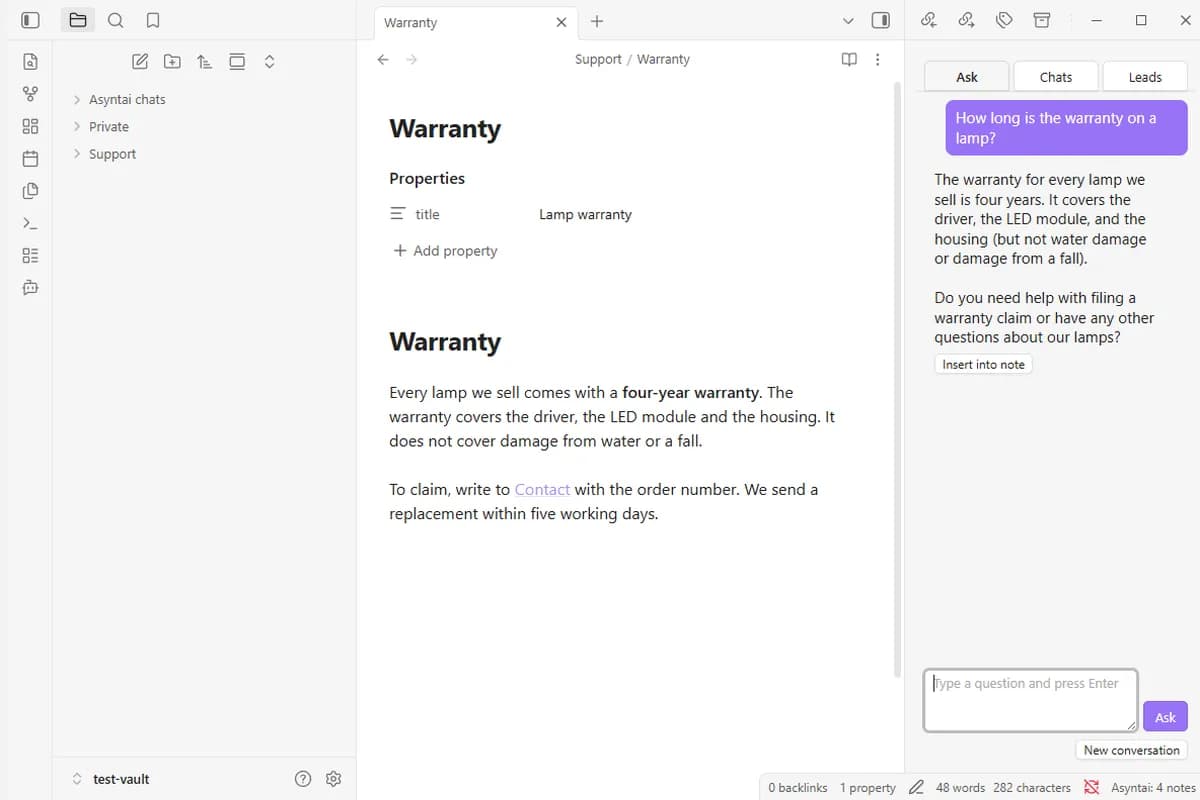 Asyntai AI Chatbot screenshot
