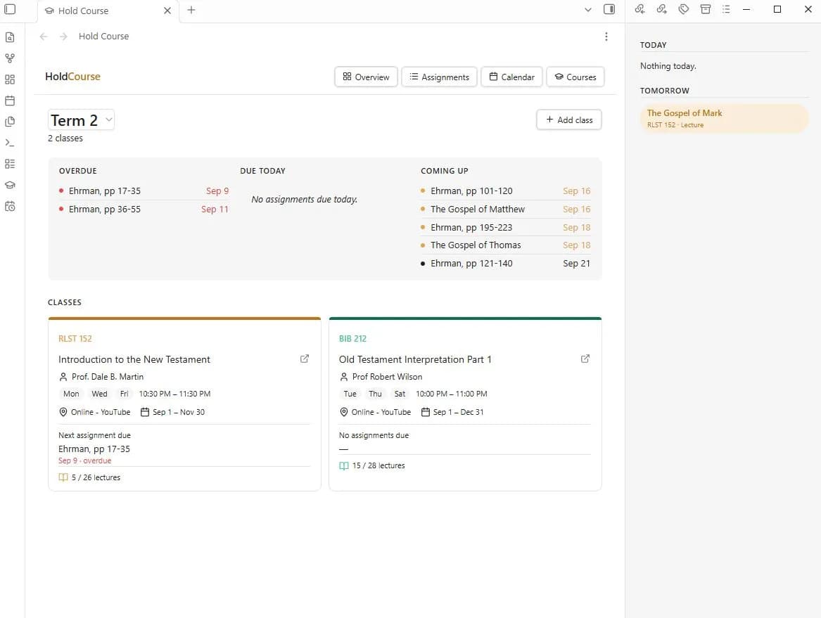 Hold Course screenshot