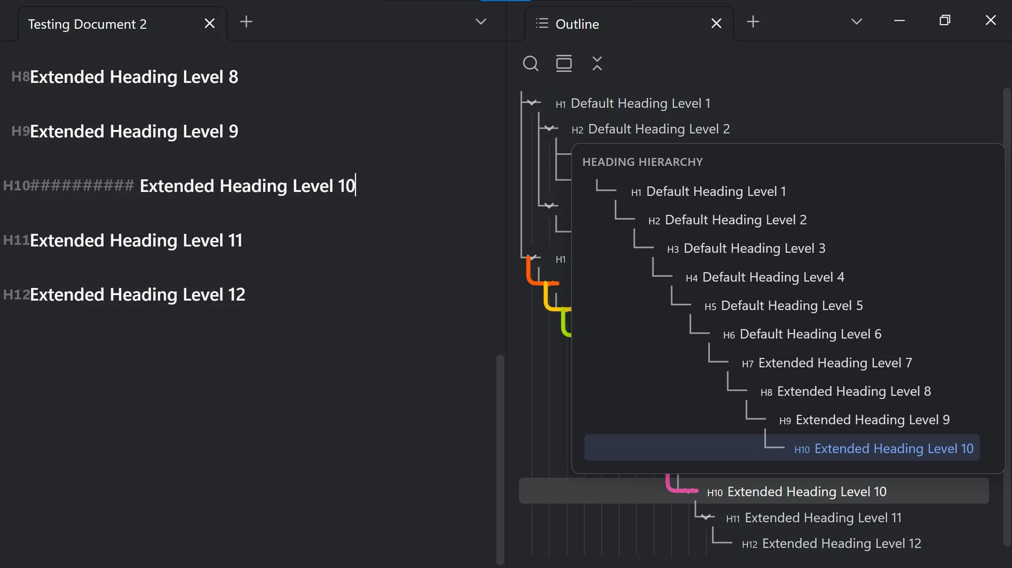 Extended Headings screenshot