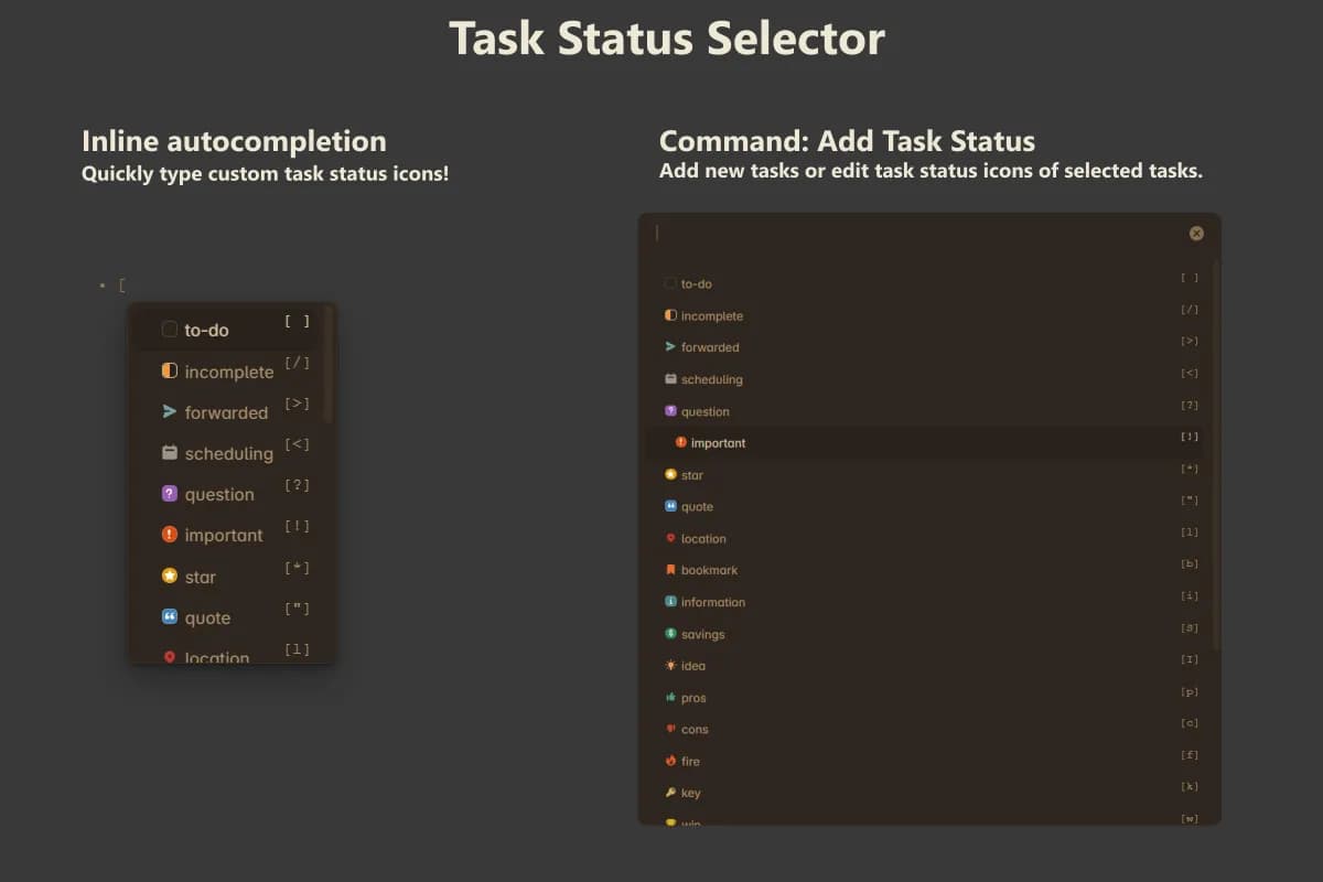 Task Status Selector screenshot