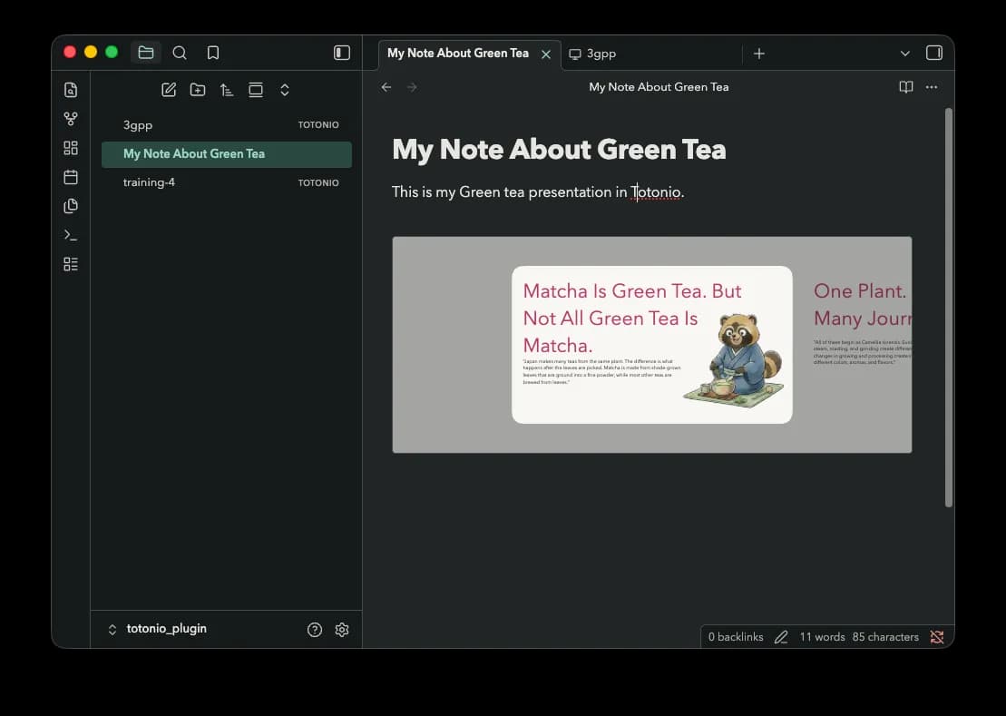 Totonio Presentation screenshot