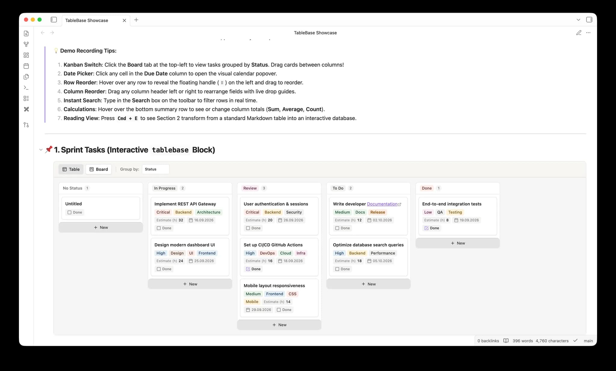 TableBase screenshot