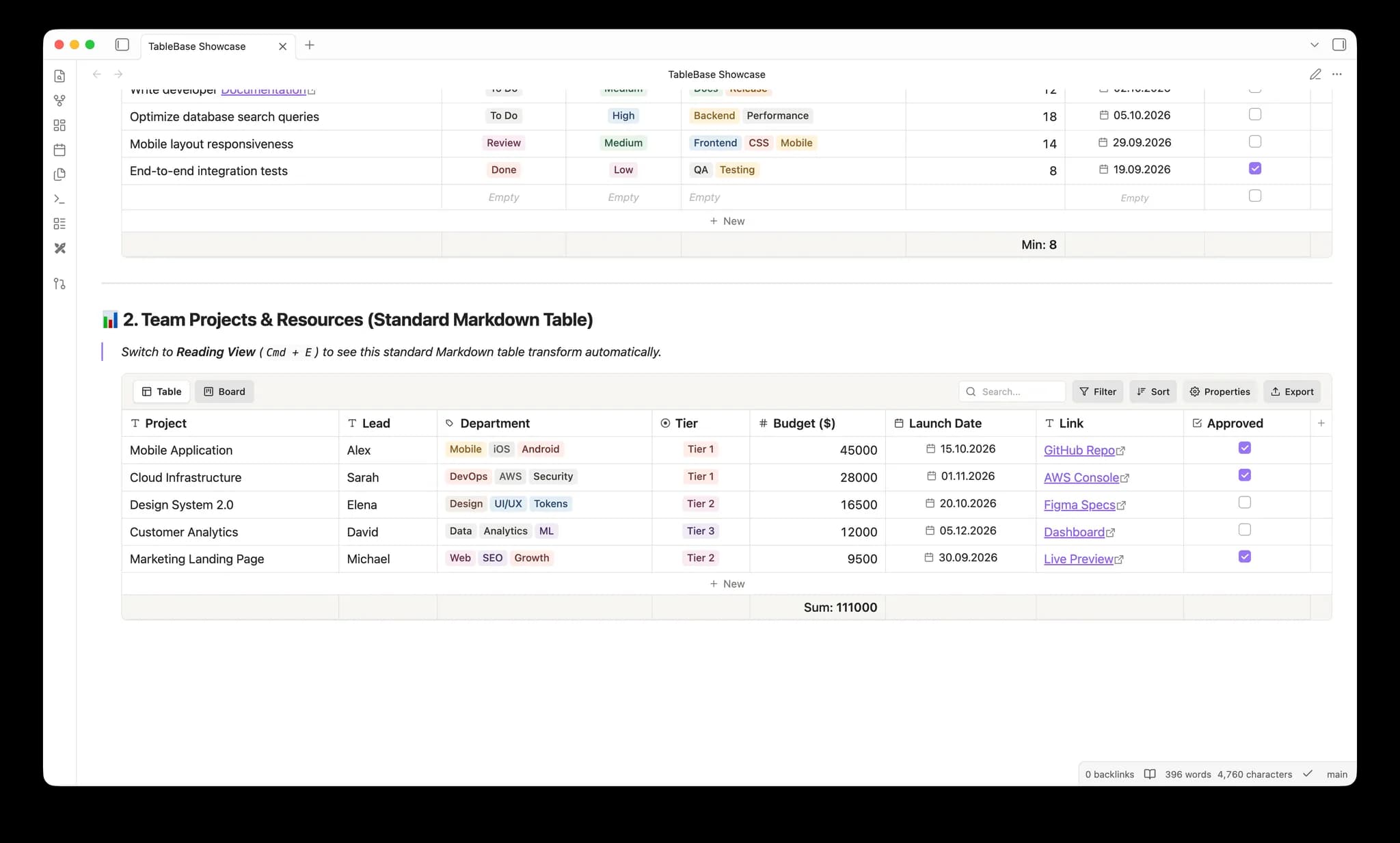TableBase screenshot