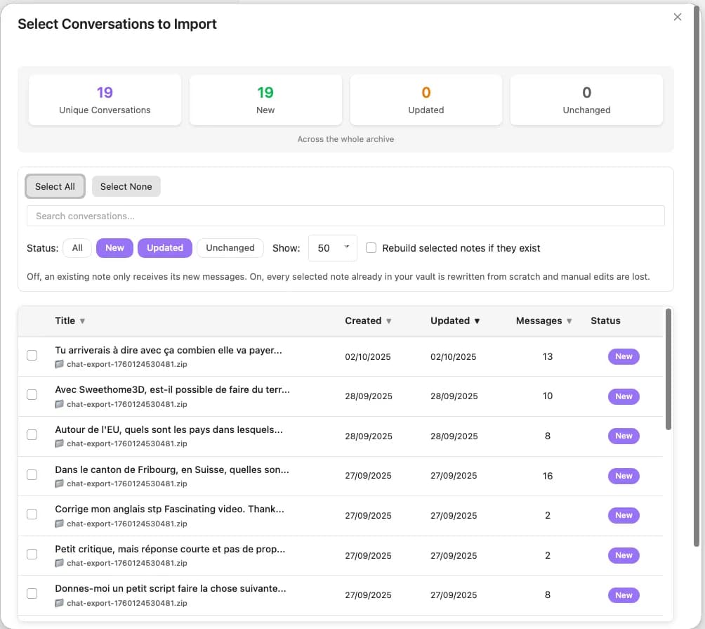 Nexus AI Chat Importer screenshot