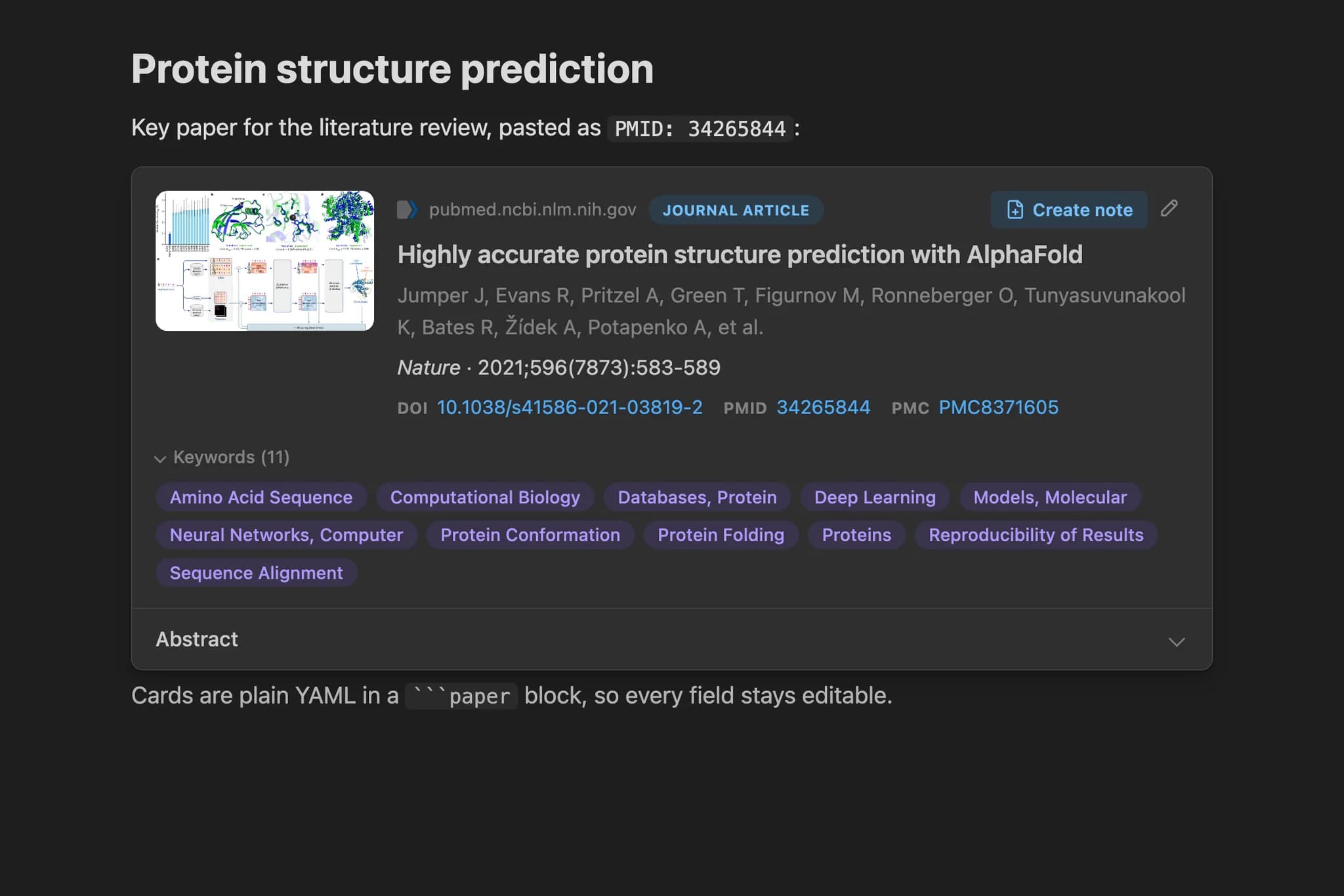 Scientific Article Card screenshot
