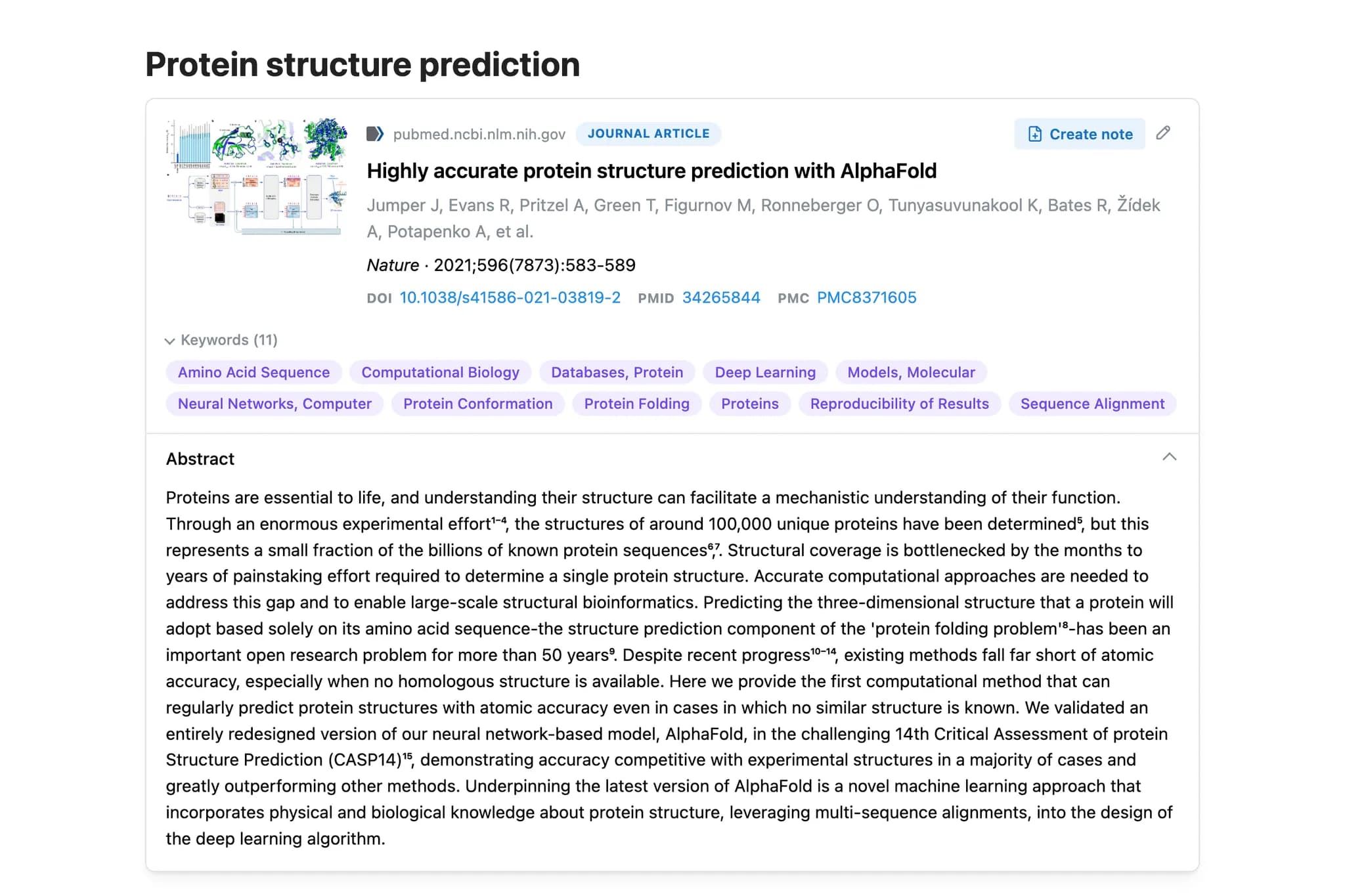 Scientific Article Card screenshot