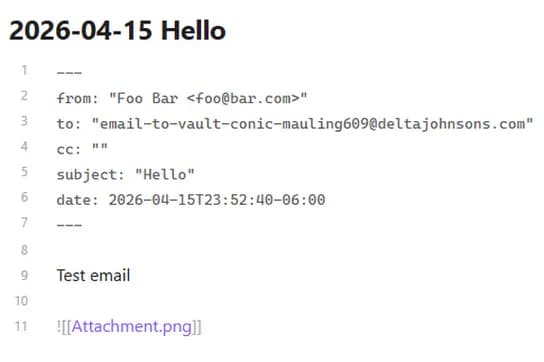 Email to Vault screenshot