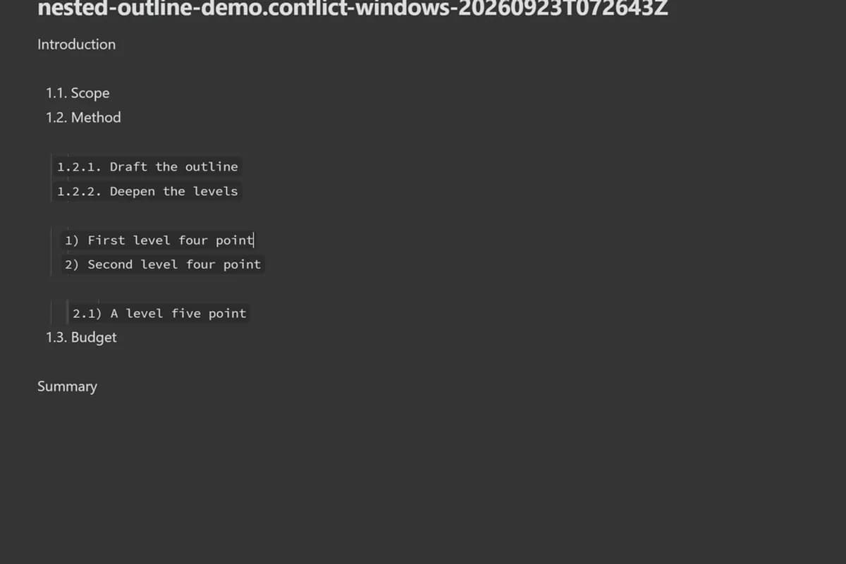 Multilevel Number Indent screenshot