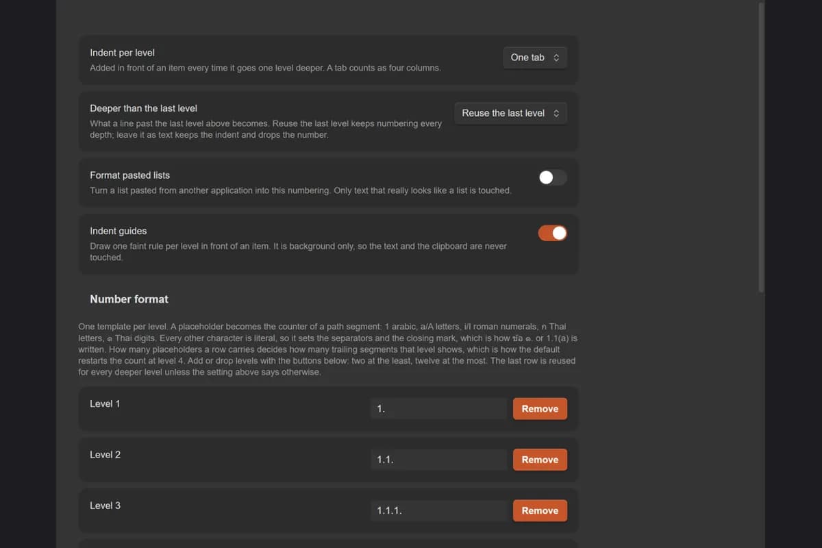 Multilevel Number Indent screenshot