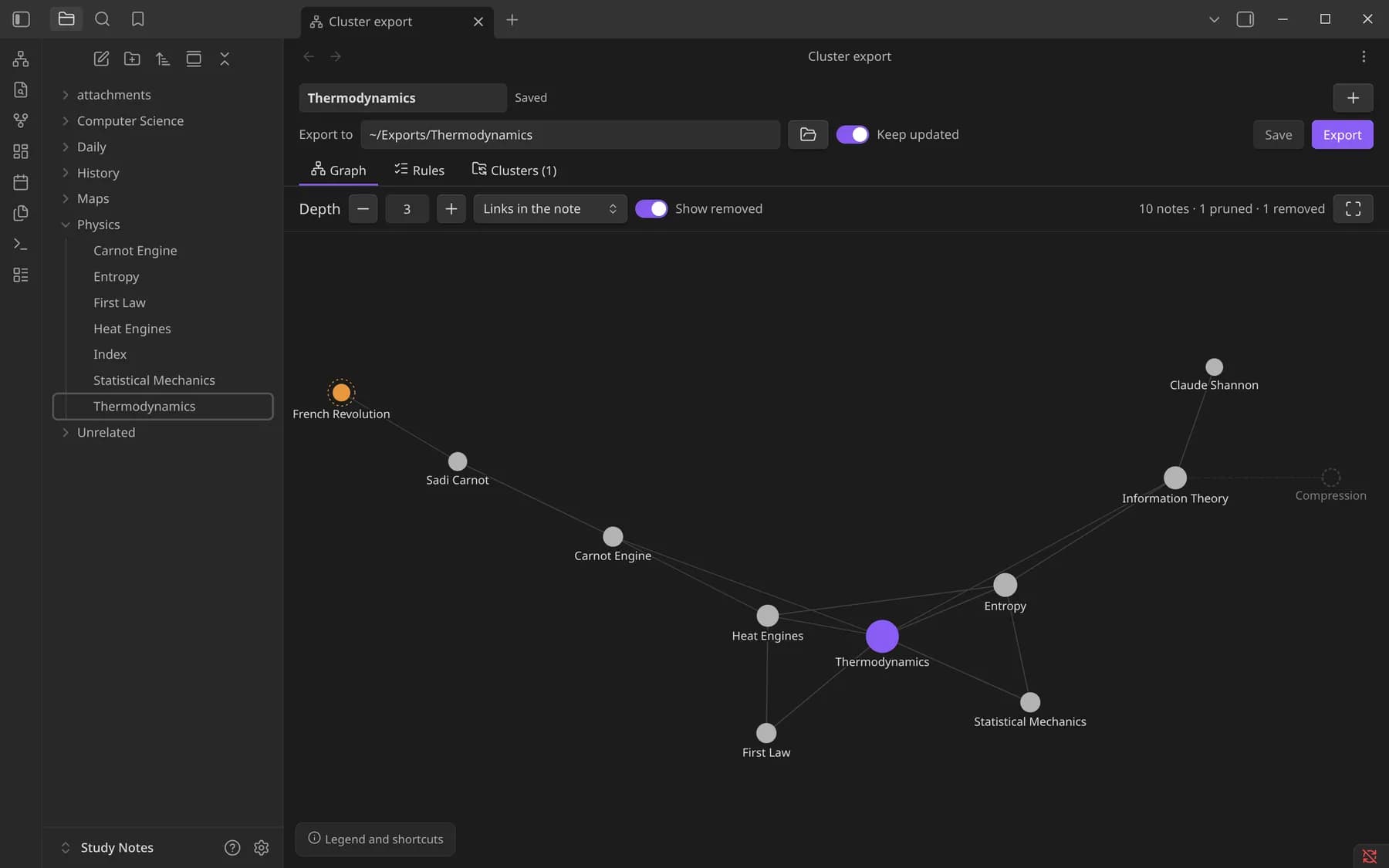 Cluster Export screenshot