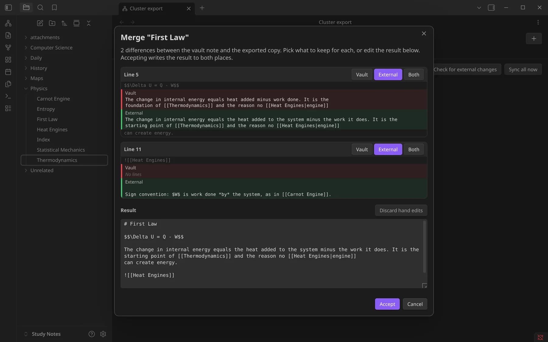 Cluster Export screenshot
