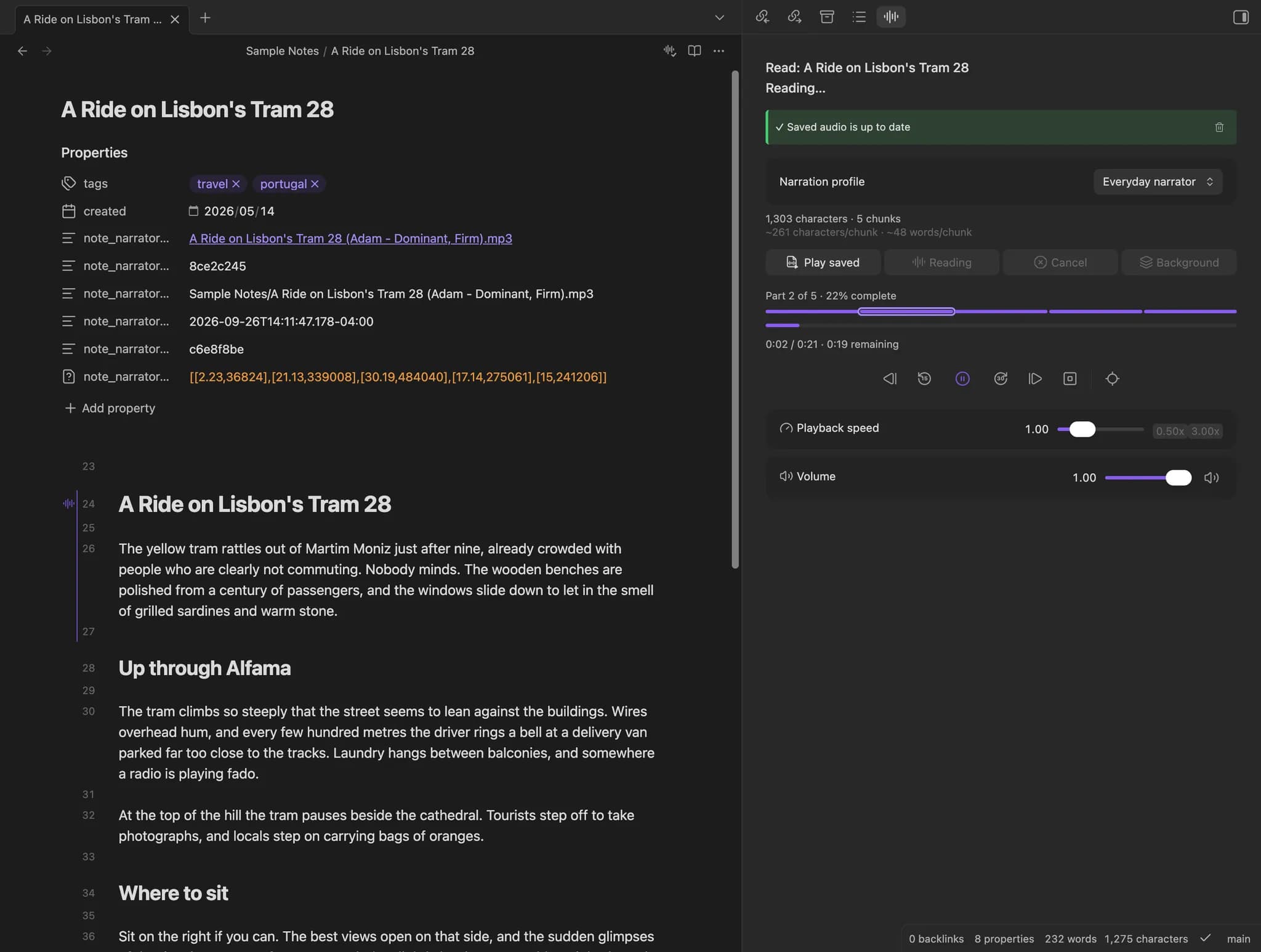 Note Narrator screenshot