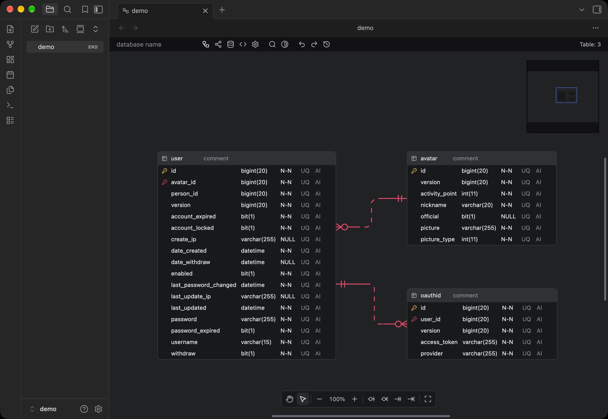 ERD Editor screenshot