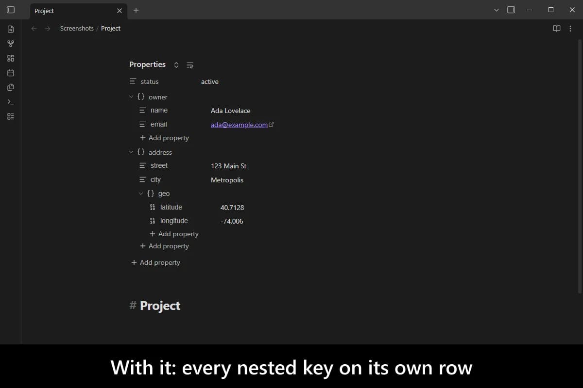 Nested Properties screenshot