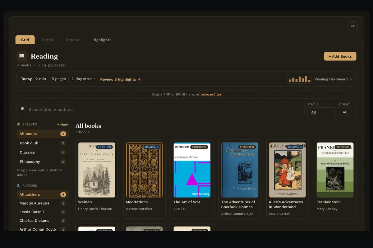 Reading Vault screenshot