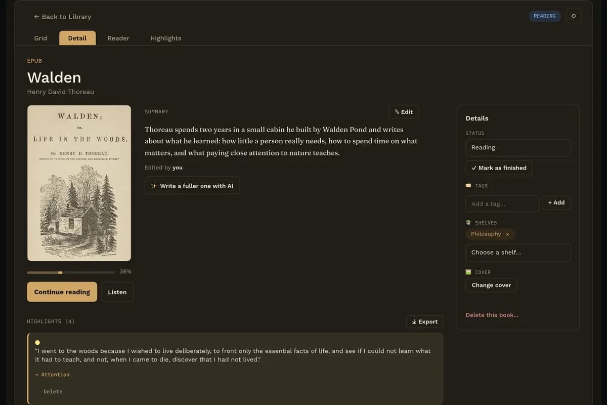 Reading Vault screenshot