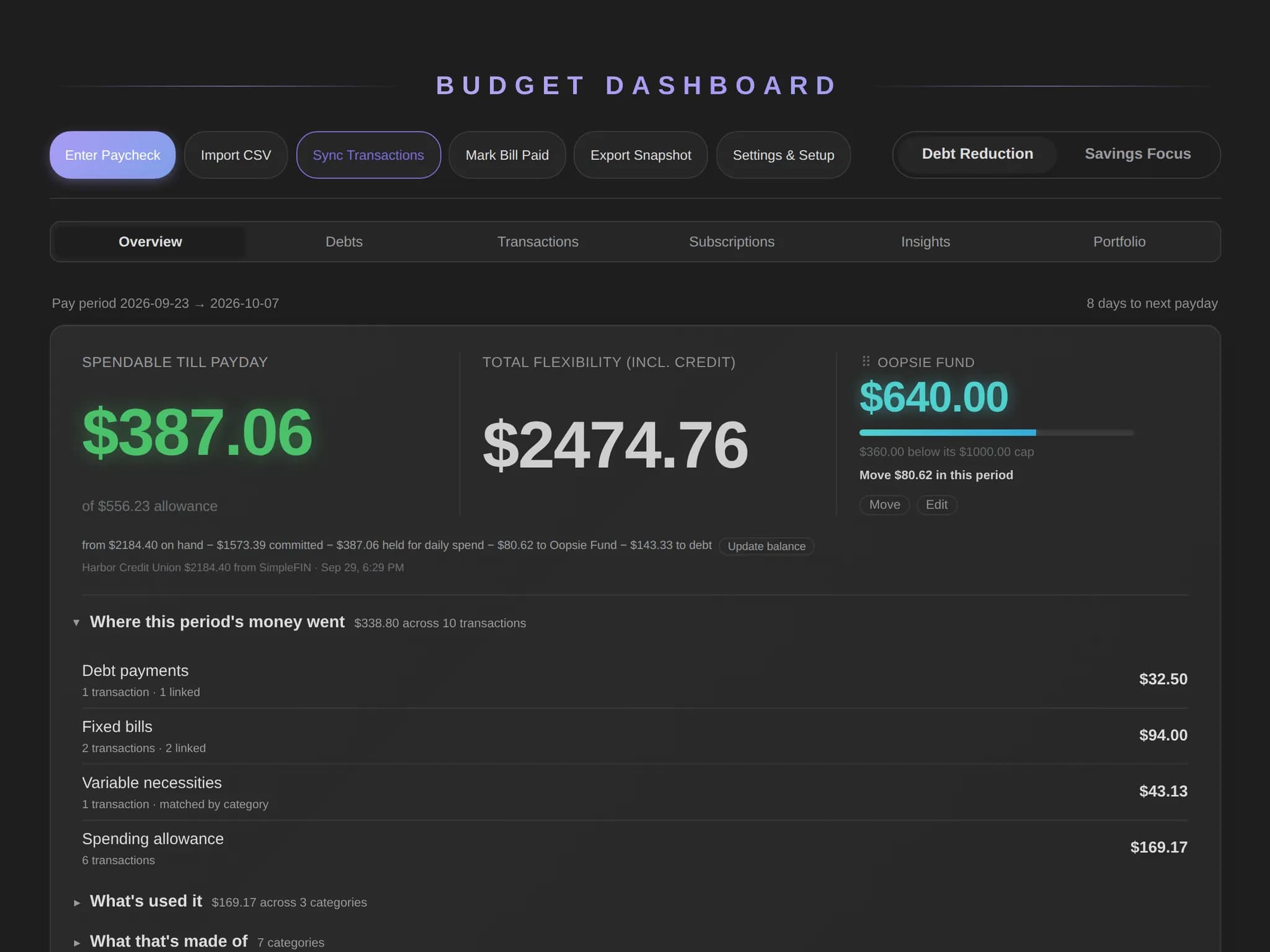 Budget Tracker screenshot