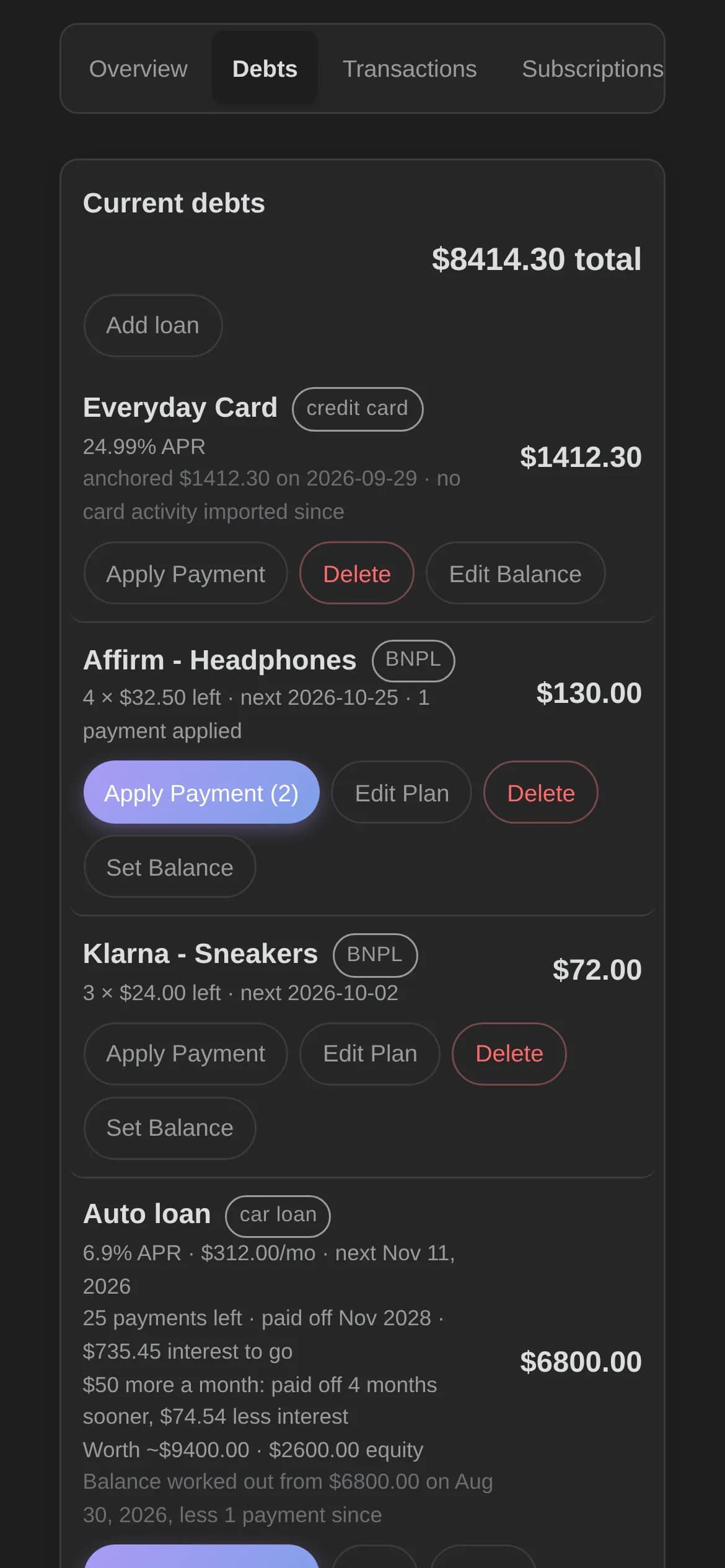 Budget Tracker screenshot